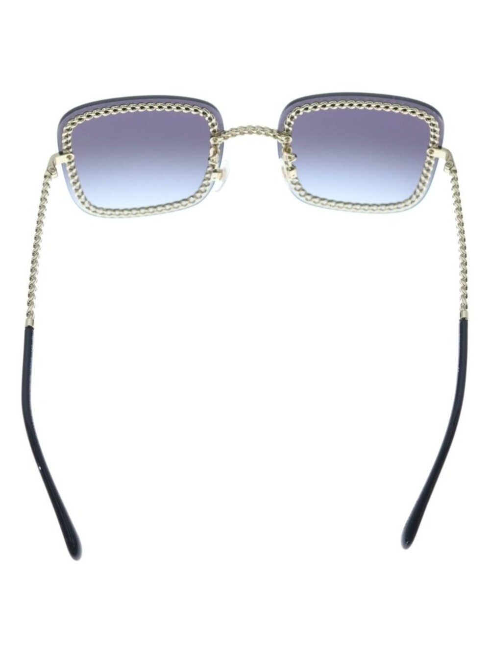 Chanel CC Logo Square Chain Sunglasses Gold Frame Gradient Lens Black Eyewear - Picture 2 of 6